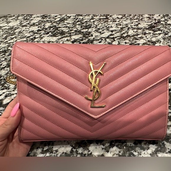 YSL SAINT LAURENT CHAIN WALLET IN GRAIN DE POUDRE - Picture 3 of 14